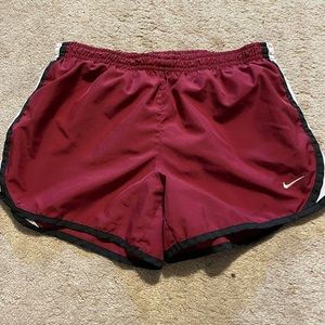 Nike burgundy dri-fit running shorts